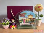 Tranh cát phong cảnh Oval 2 mặt - Kích thước 13x15 cm