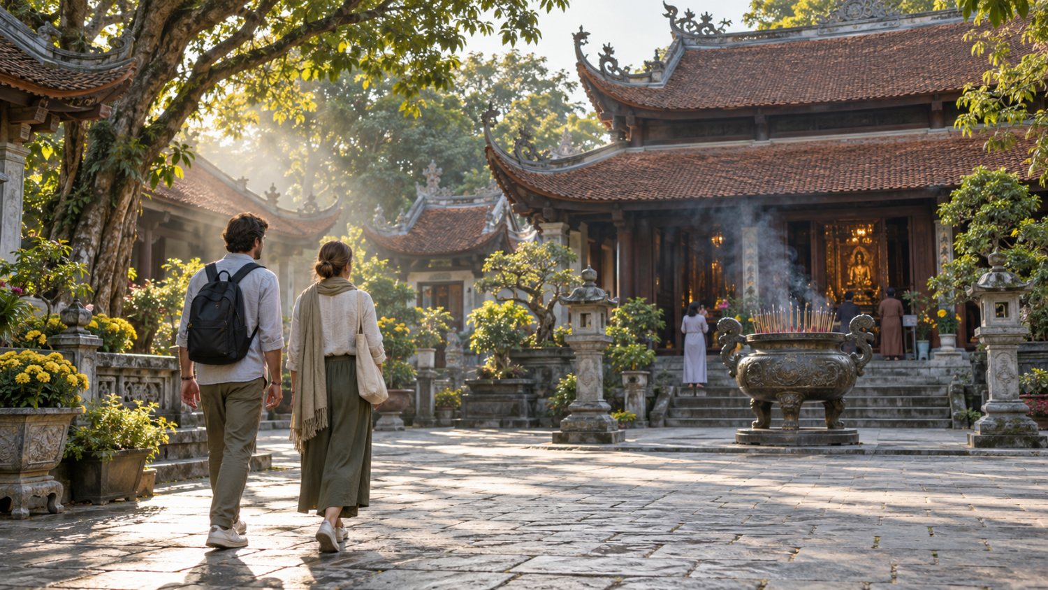 Quiet Morning at a Vietnamese Pagoda