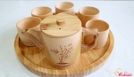 Ấm trà tre mỹ nghệ - Khay tròn (D25cm x C10cm)