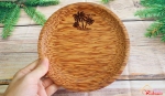 Dĩa tròn gỗ dừa - khắc logo Việt Nam