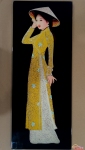 Tranh sơn mài cô gái áo dài Việt Nam (20cm x 50cm)