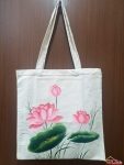 Túi Canvas vẽ - Hoa sen (38cm x 40cm)