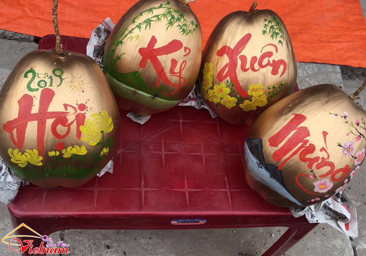 dừa vẽ mỹ nghệ